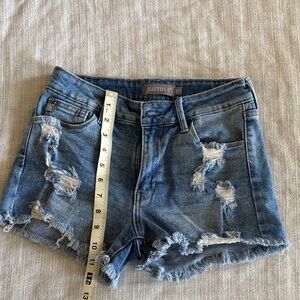Just USA Light Blue Distressed Denim Shorts XS